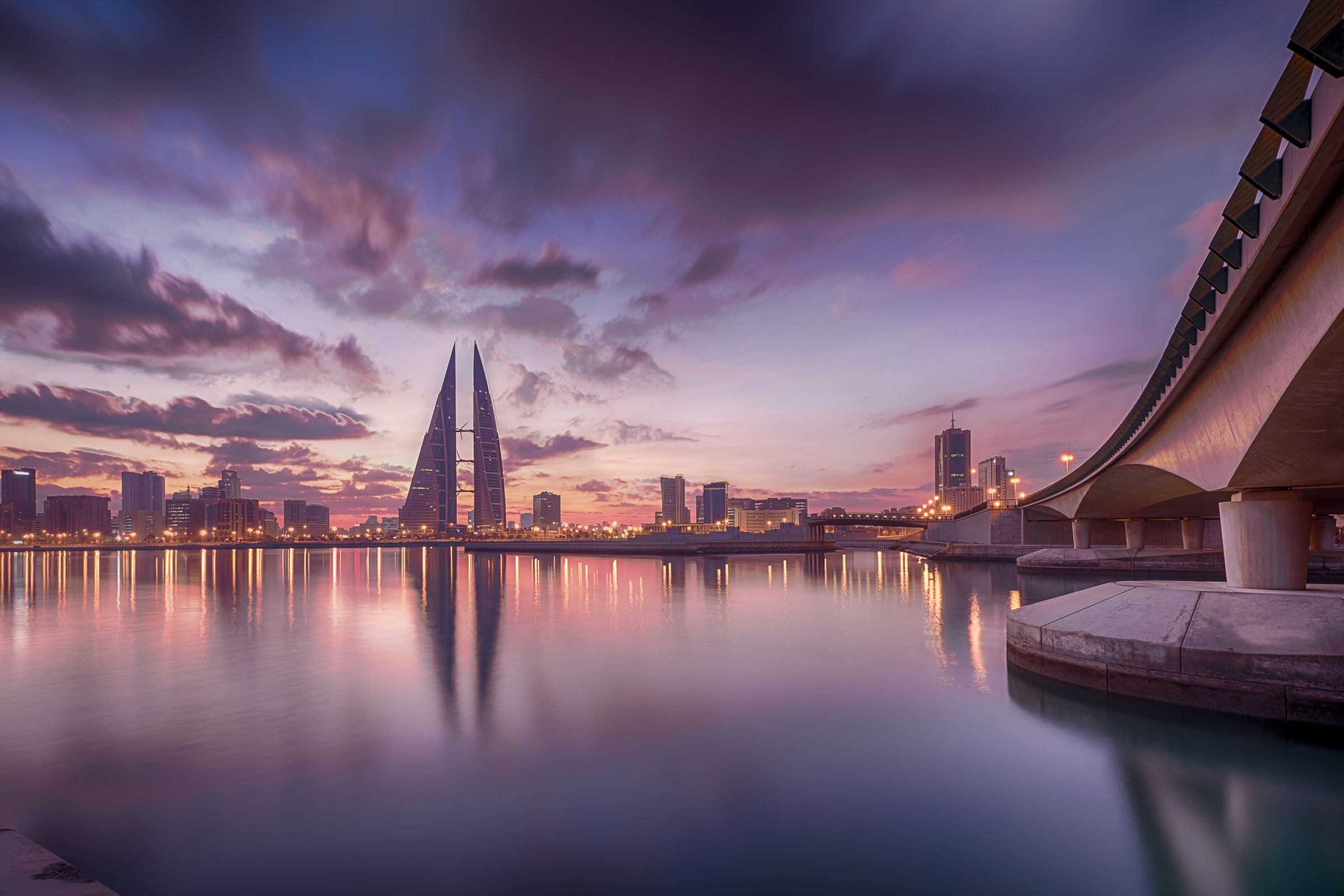 Evening Skyline City Manama, Bahrain