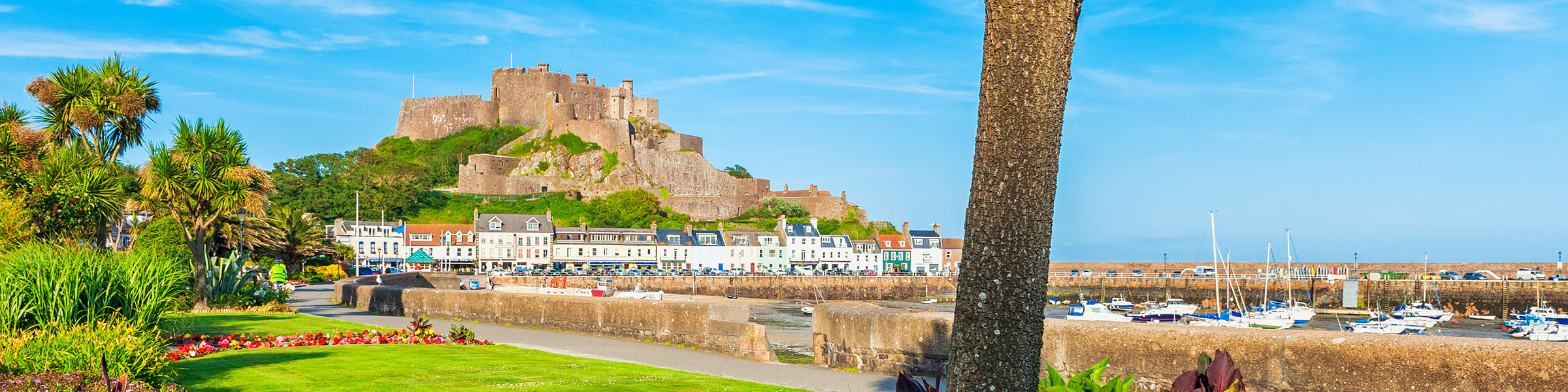 Gorey Castle and Harbour of Saint Martin, Jersey, Channel Islands
