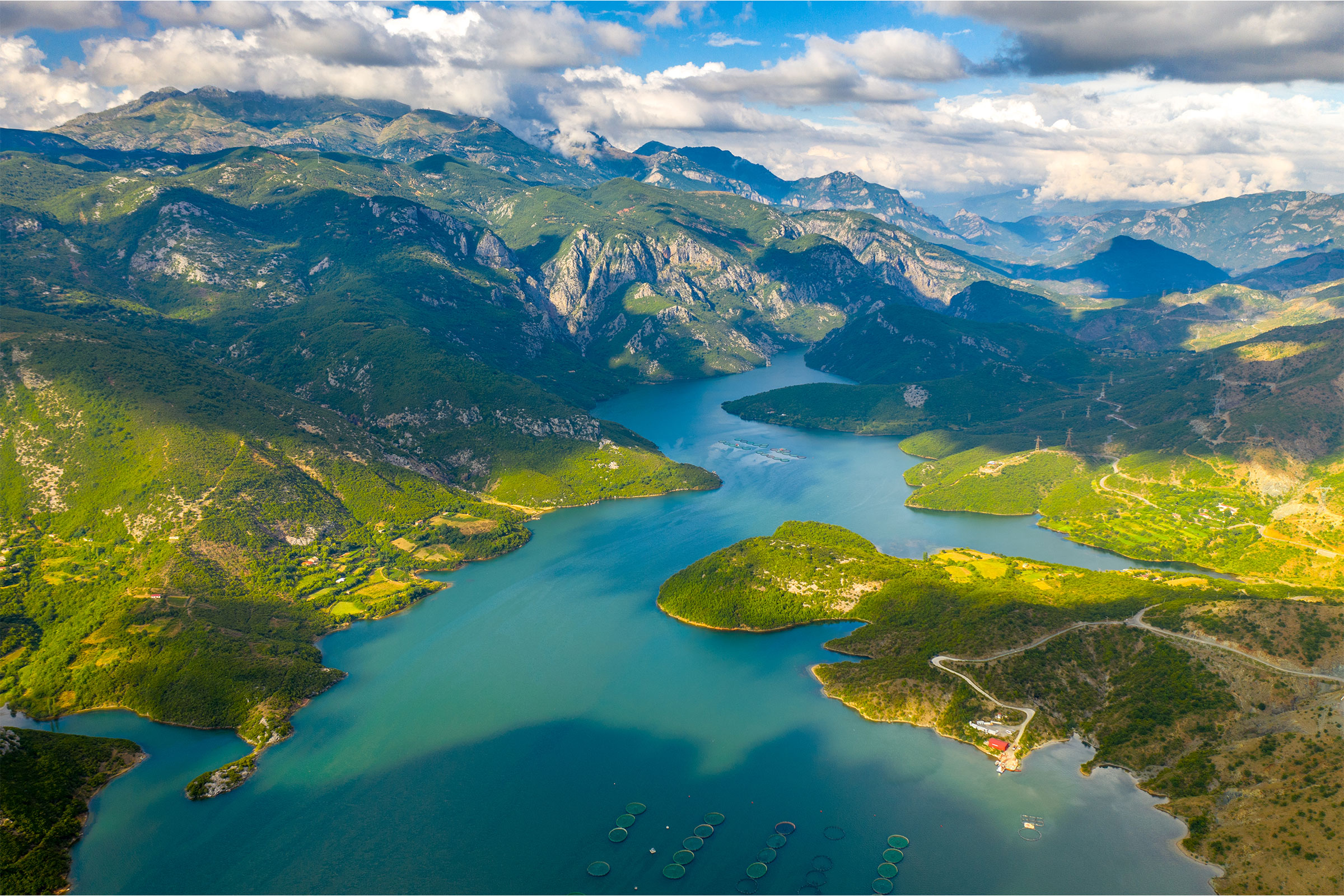 The Stunning Lakes of Albania. Aerial view.