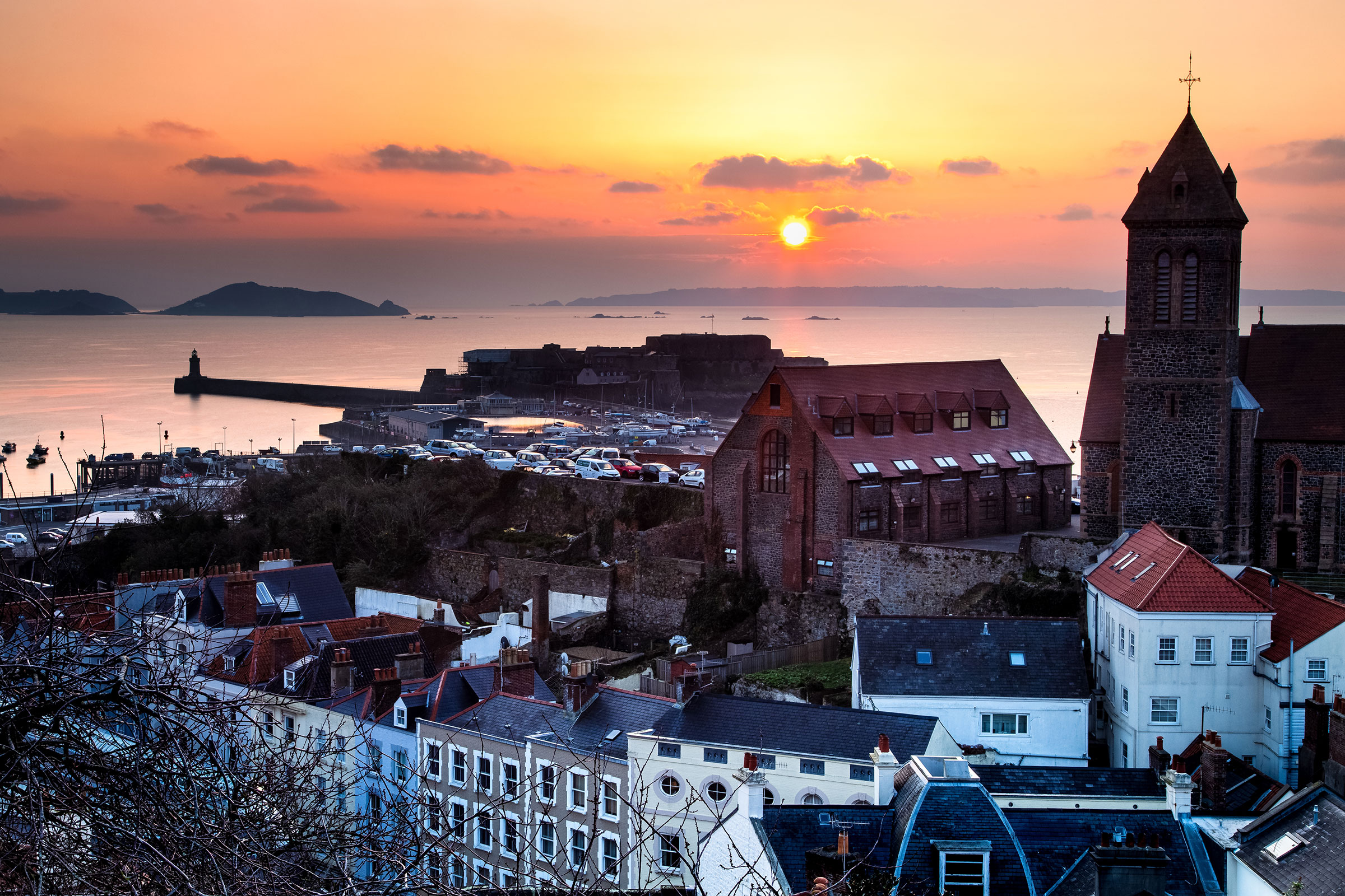 Guernsey's St Peter Port with Herm, Jethou and Sark