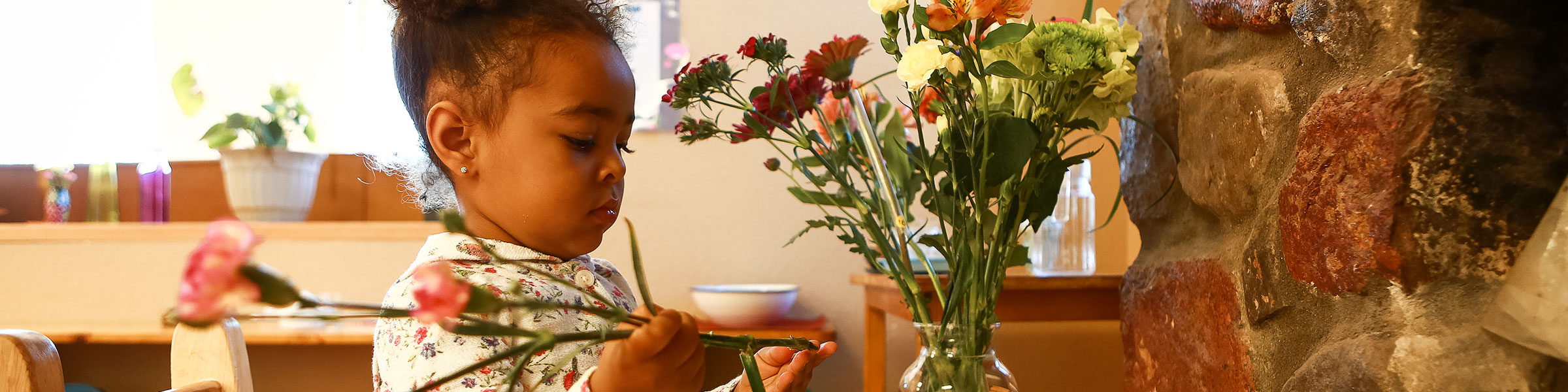 Girl flower arranging
