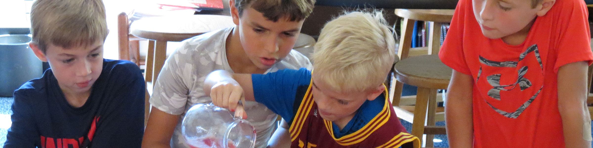 Group of children experimenting