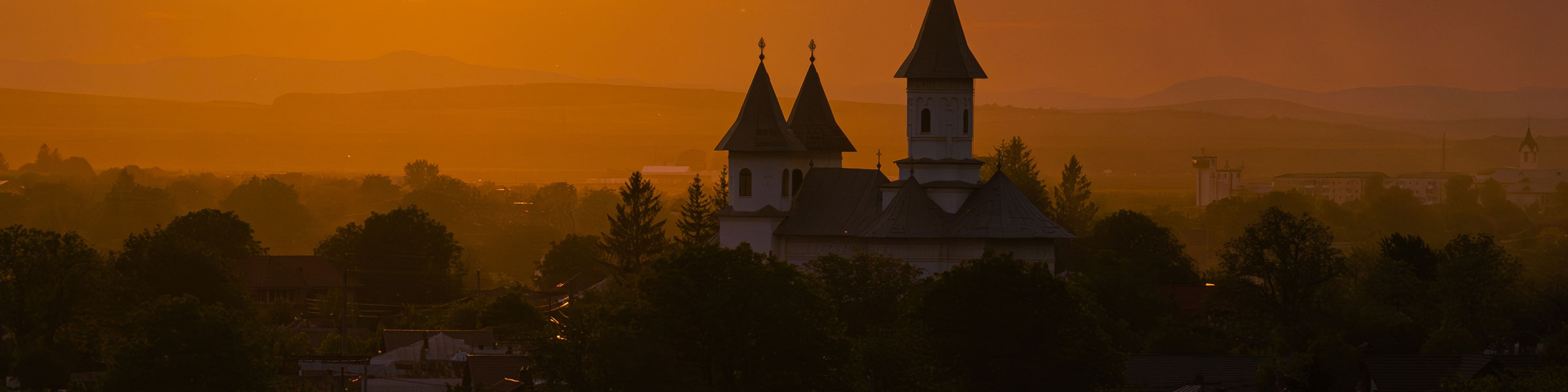Moldova Orthodox church in sunset light