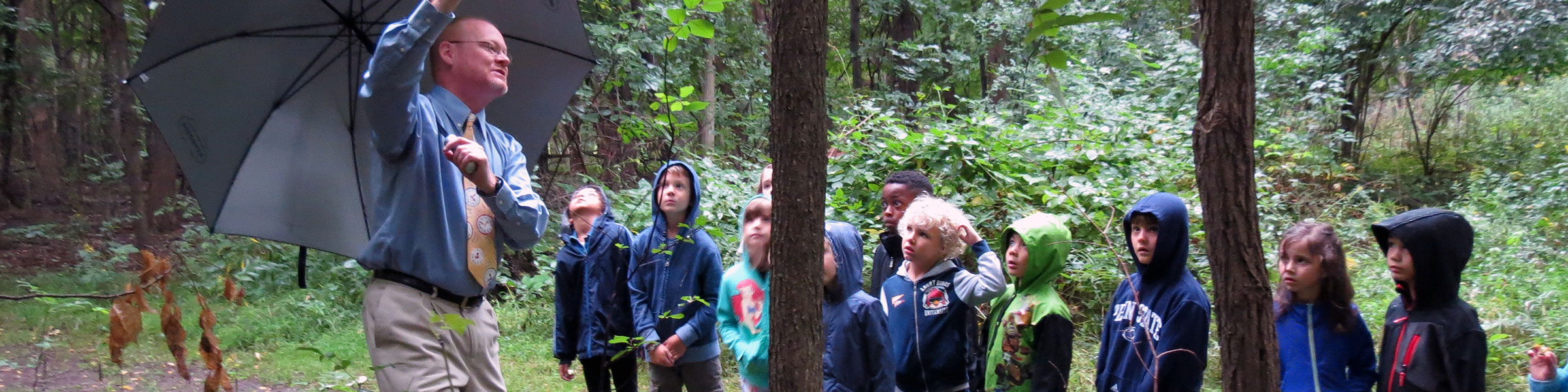 Children exploring outdoor environment