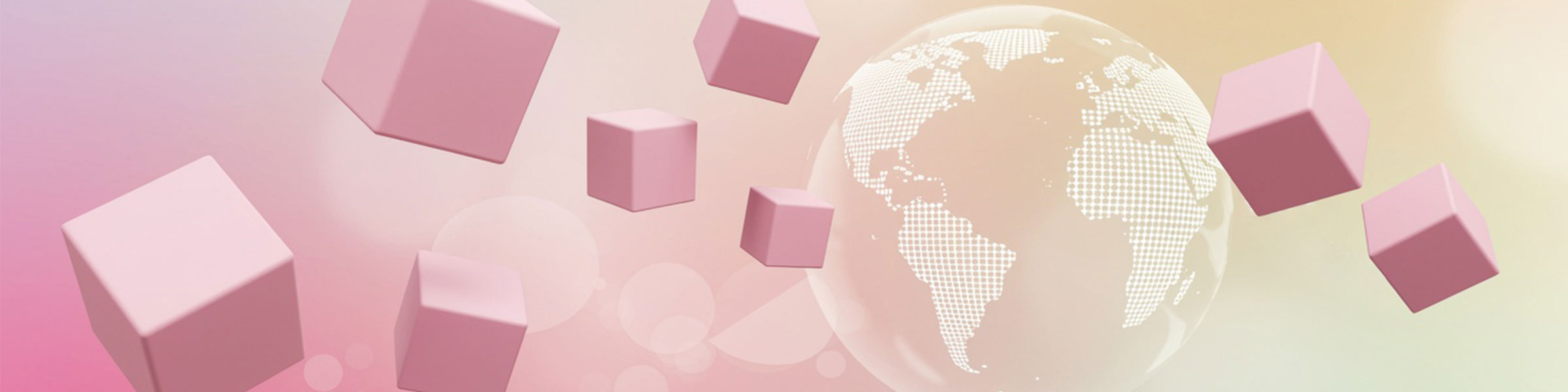 Pink tower cubes around the world abstract