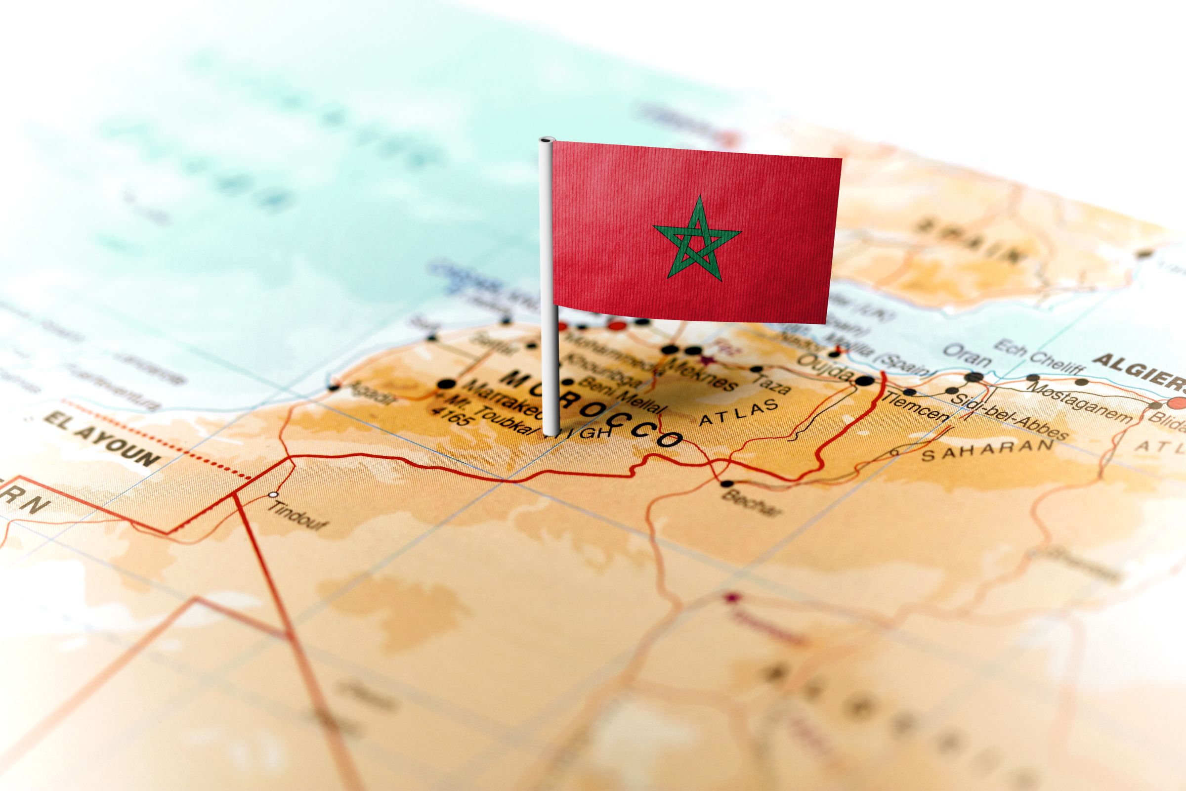 Morocco map and flag pin