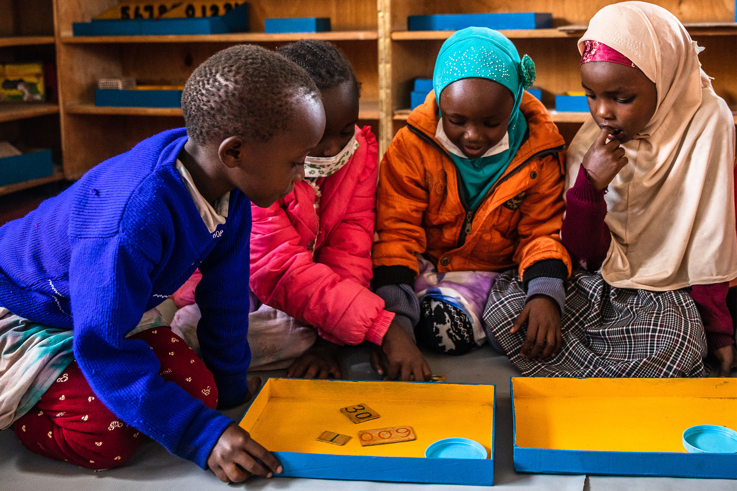 Group of children maths work