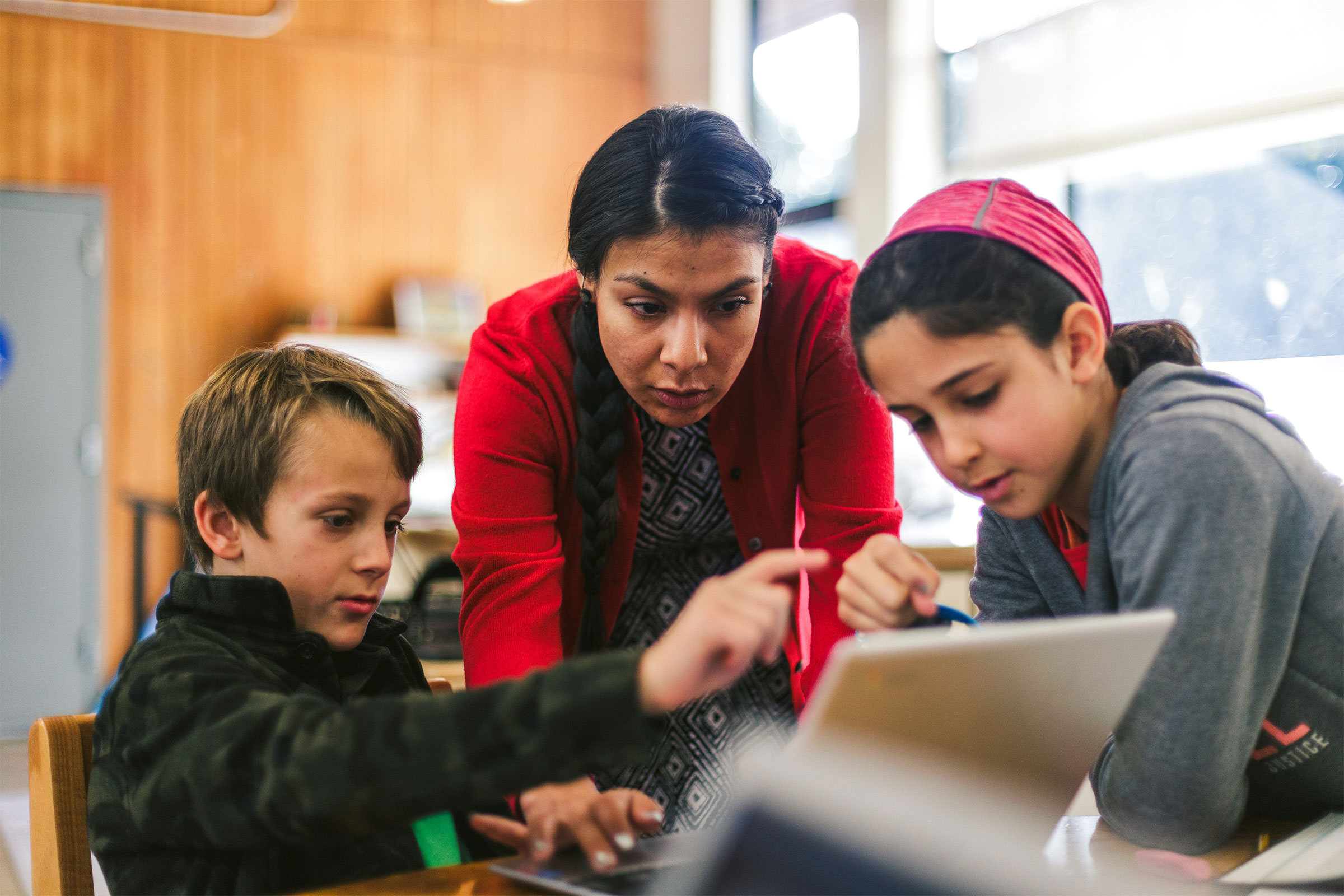 Teacher with Elementary students