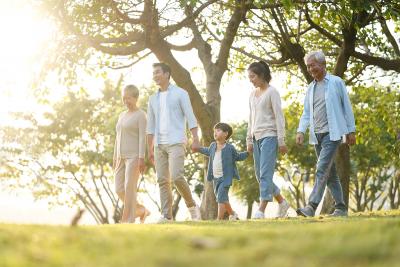 Family walking outside together