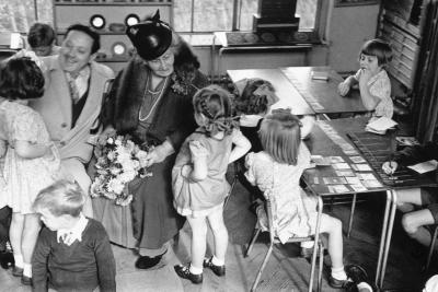 Maria and Mario Montessori in classroom