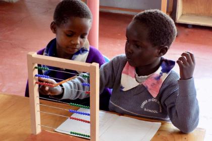 Children with abacus